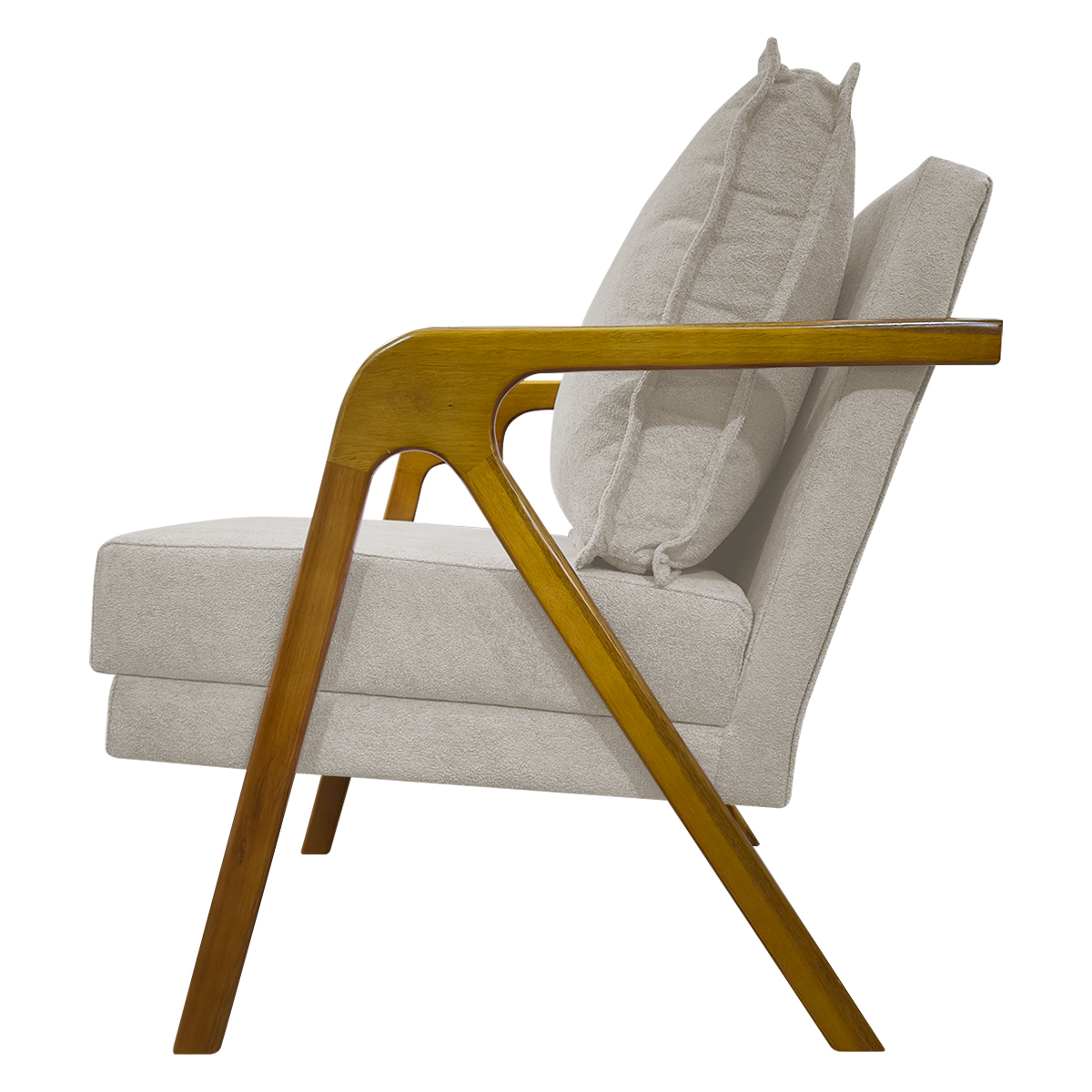 Poltrona Decorativa Shine Reforçada Confortável Bouclé Premium Bege