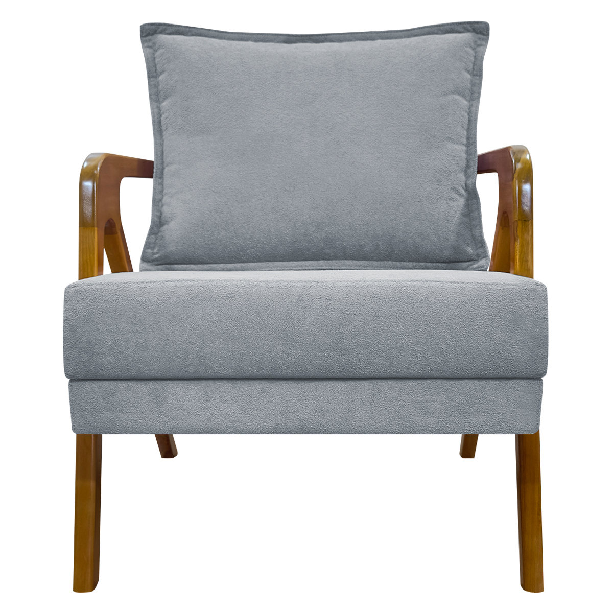 Poltrona Decorativa Shine Reforçada Confortável Bouclé Premium Cinza