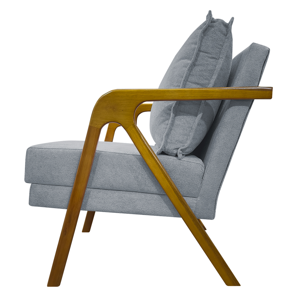 Poltrona Decorativa Shine Reforçada Confortável Bouclé Premium Cinza