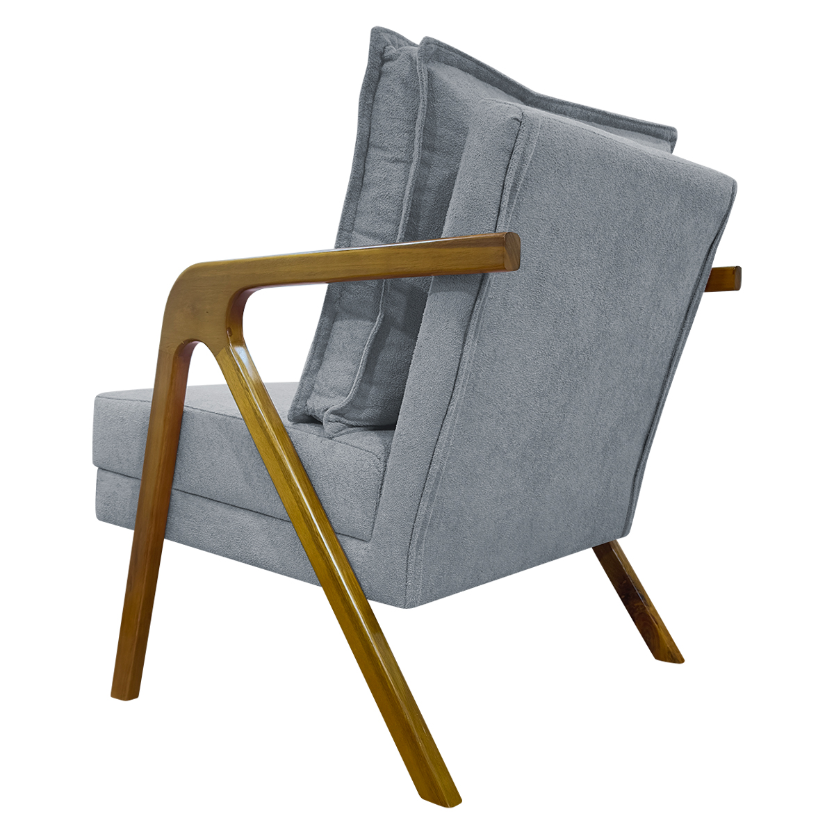 Poltrona Decorativa Shine Reforçada Confortável Bouclé Premium Cinza