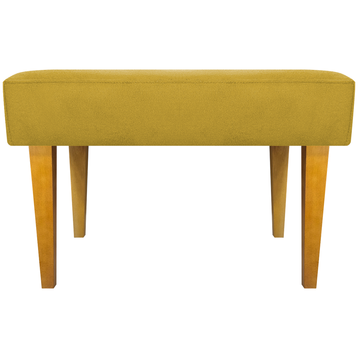 Puff Decorativo Para Sala Charme Suede Amarelo Pé Castanho - Clique E Decore