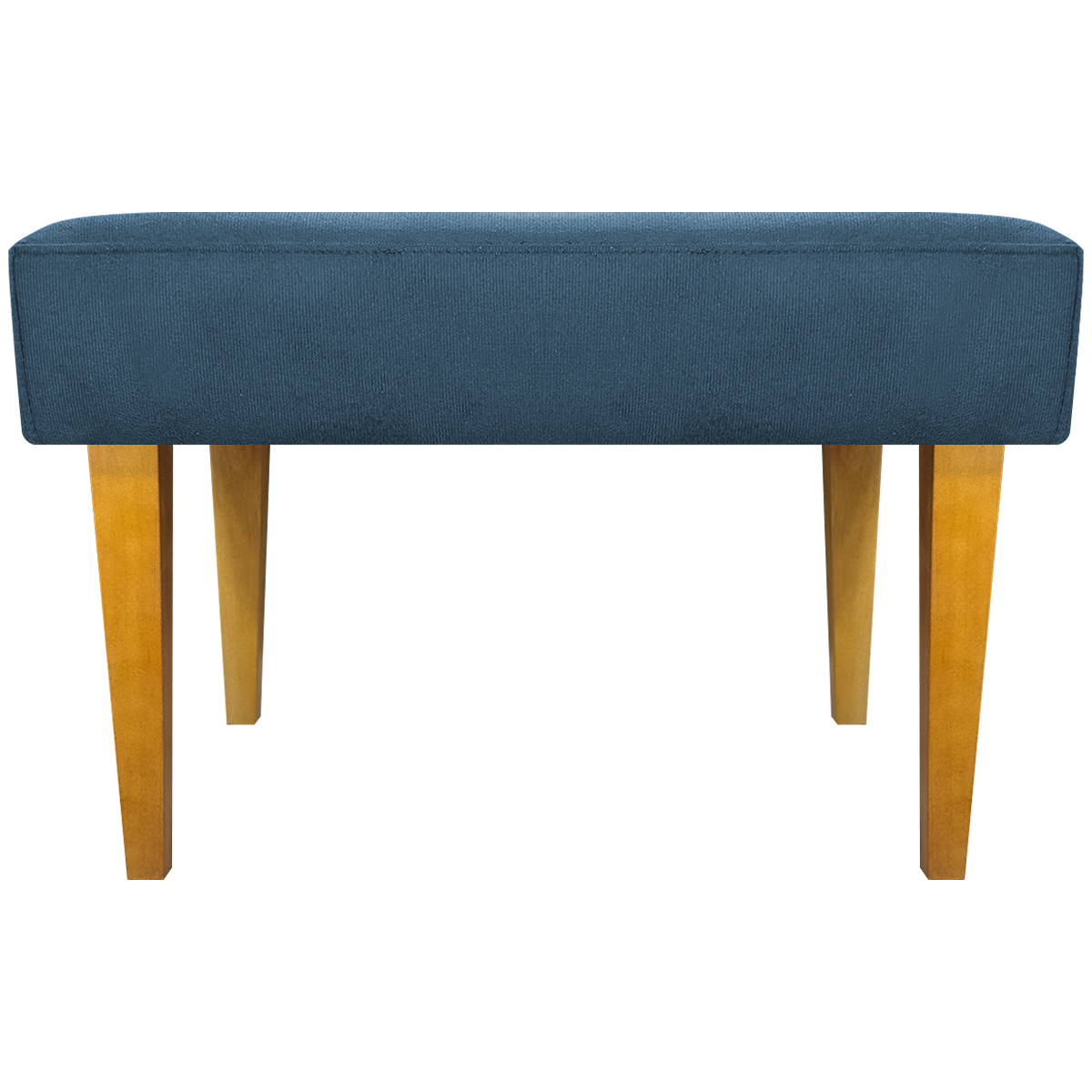 Puff Decorativo Para Sala Charme Suede Azul Marinho Pé Castanho - Clique E Decore