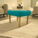 Puff Decorativo Para Sala Charme Suede Azul Turquesa Pé Castanho - Clique E Decore