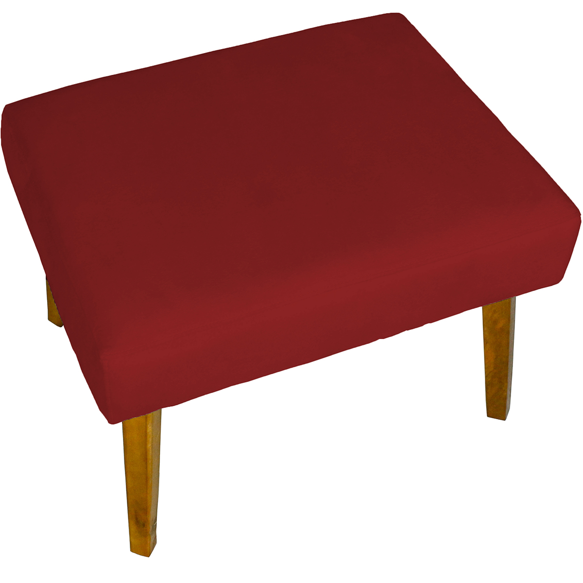 Puff Decorativo Para Sala Charme Suede Bordô Pé Castanho - Clique E Decore