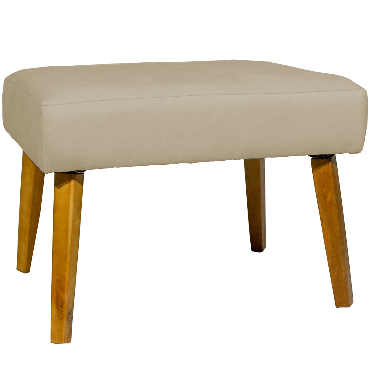 Puff Decorativo Para Sala Charme Suede Cinza Pé Castanho - Clique E Decore
