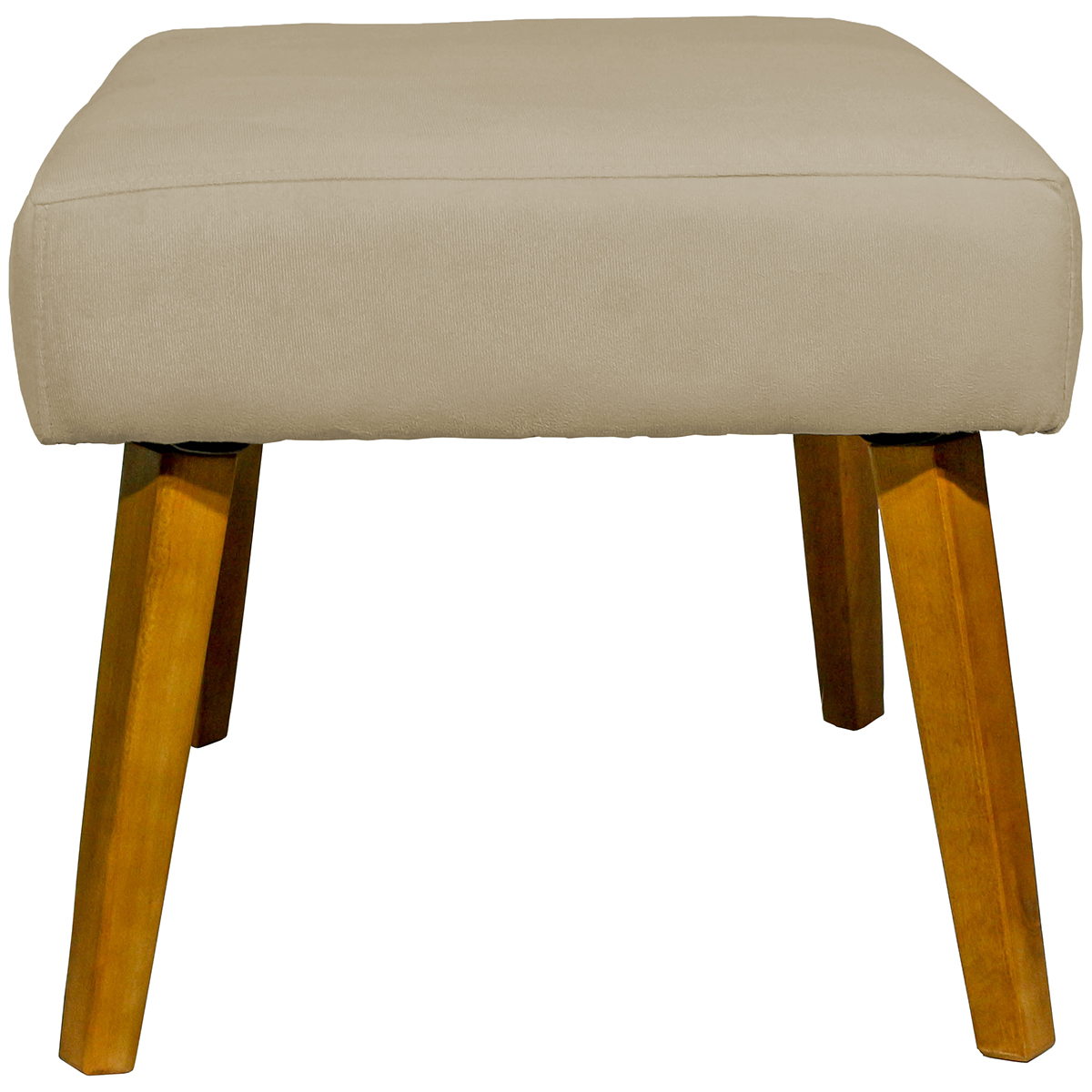 Puff Decorativo Para Sala Charme Suede Cinza Pé Castanho - Clique E Decore