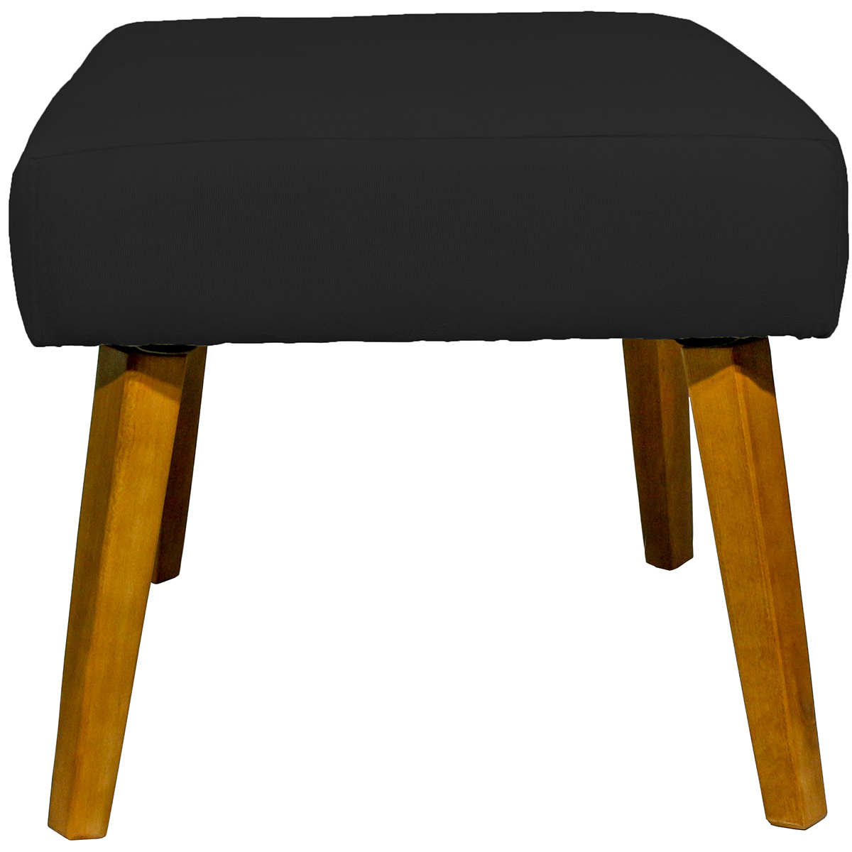 Puff Decorativo Para Sala Charme Suede Preto Pé Castanho - Clique E Decore