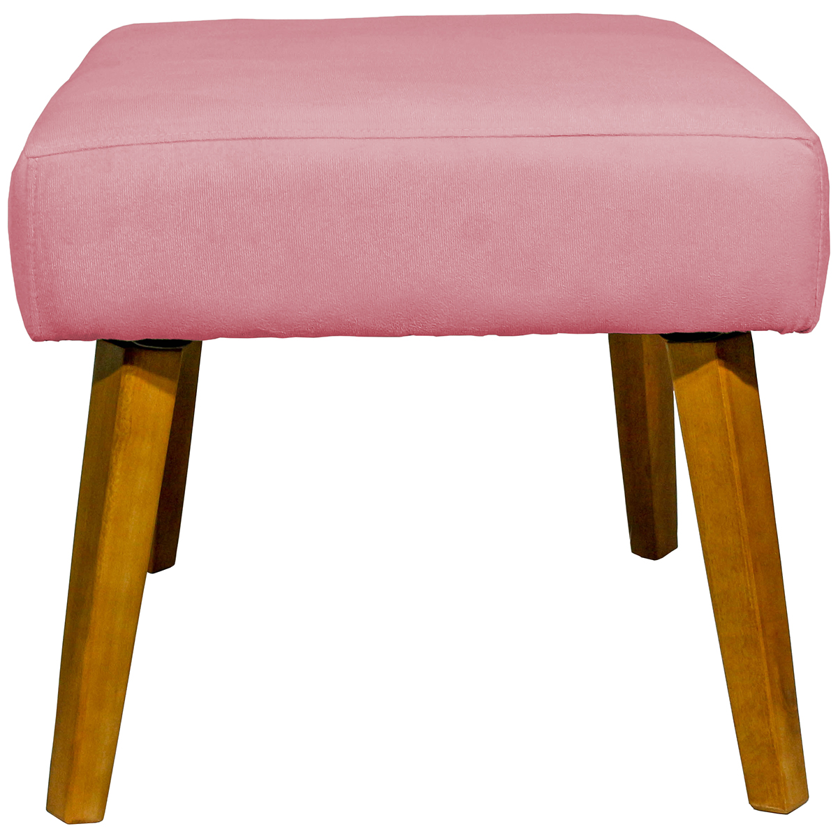 Puff Decorativo Para Sala Charme Suede Rosê Pé Castanho - Clique E Decore