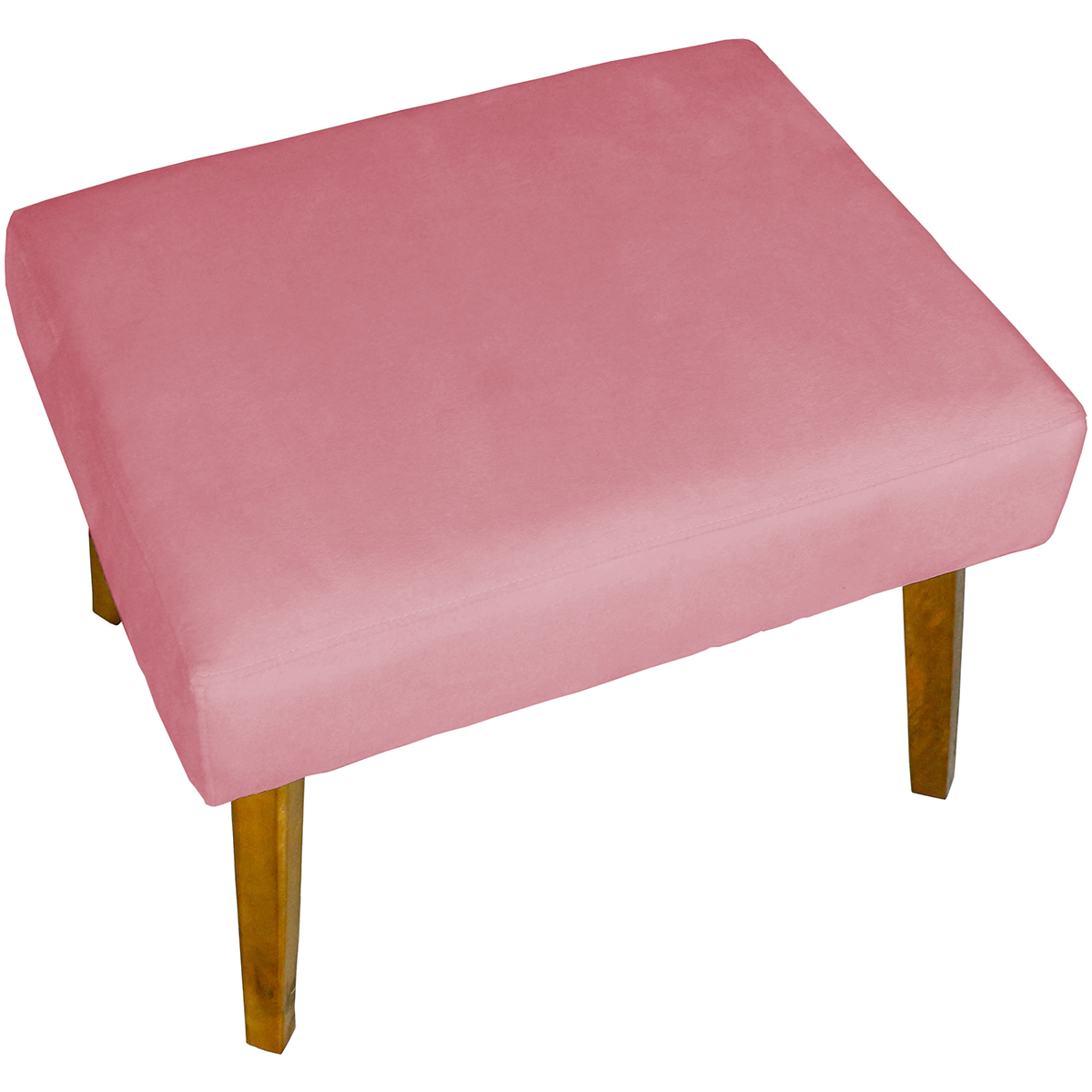 Puff Decorativo Para Sala Charme Suede Rosê Pé Castanho - Clique E Decore
