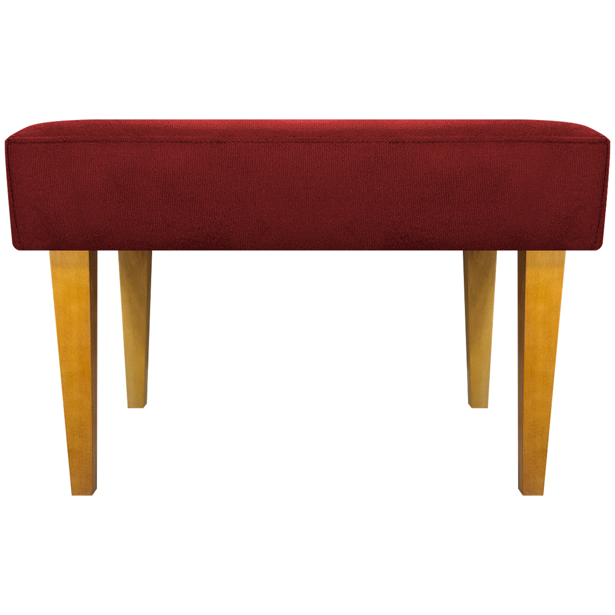 Puff Decorativo Para Sala Charme Suede Vermelho Pé Castanho - Clique E Decore
