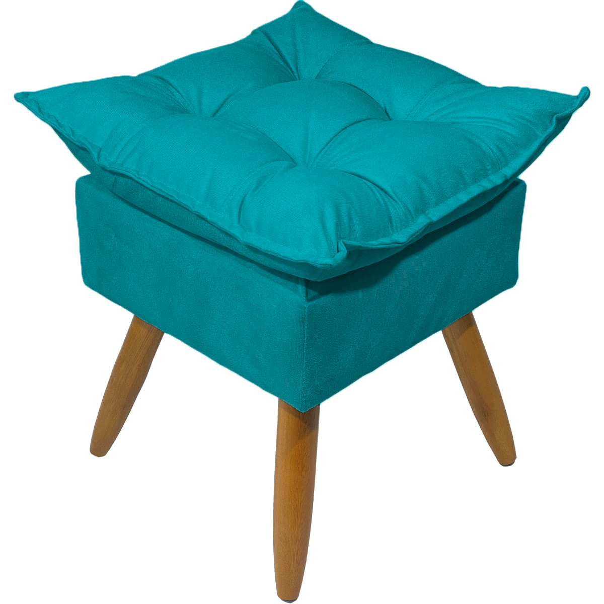 Puff Decorativo Para Sala Quarto Área Gourmet Alice Suede Azul Turquesa