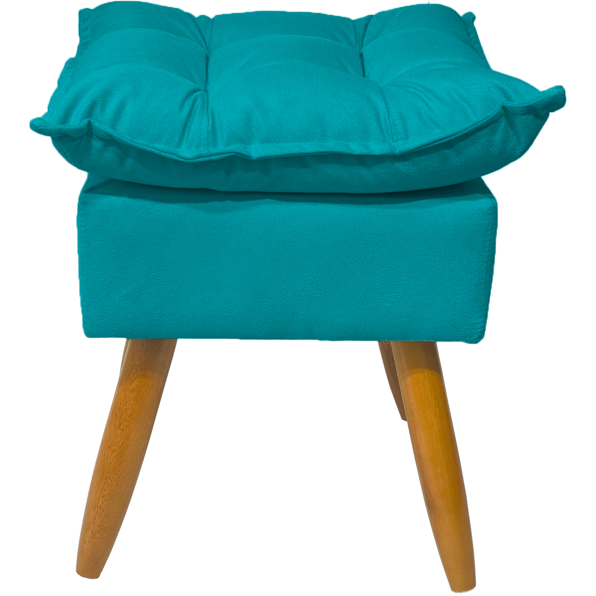 Puff Decorativo Para Sala Quarto Área Gourmet Alice Suede Azul Turquesa