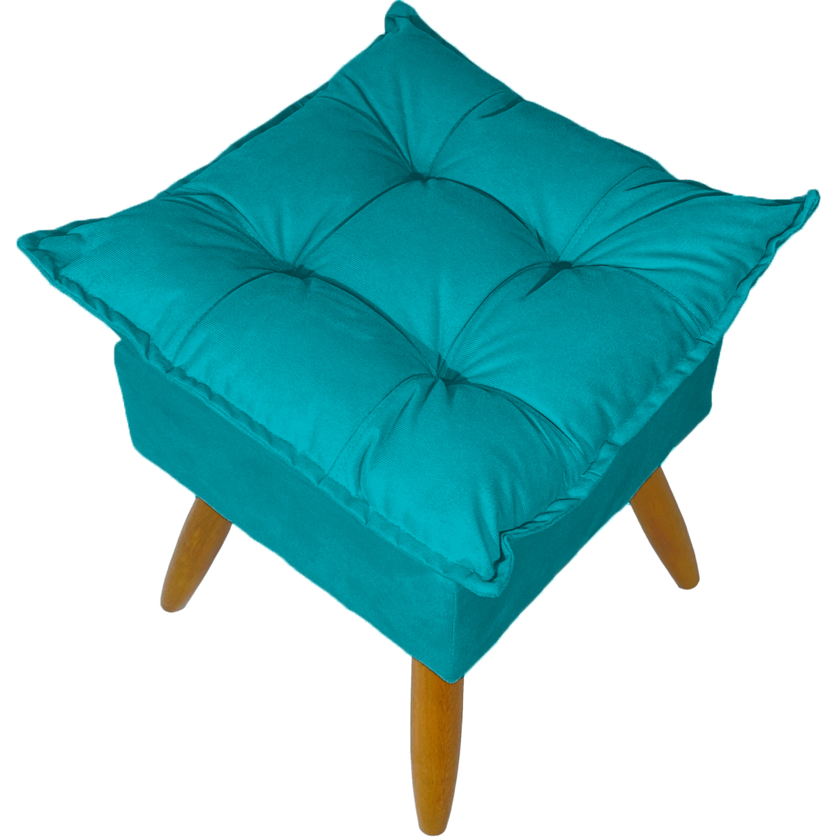 Puff Decorativo Para Sala Quarto Área Gourmet Alice Suede Azul Turquesa