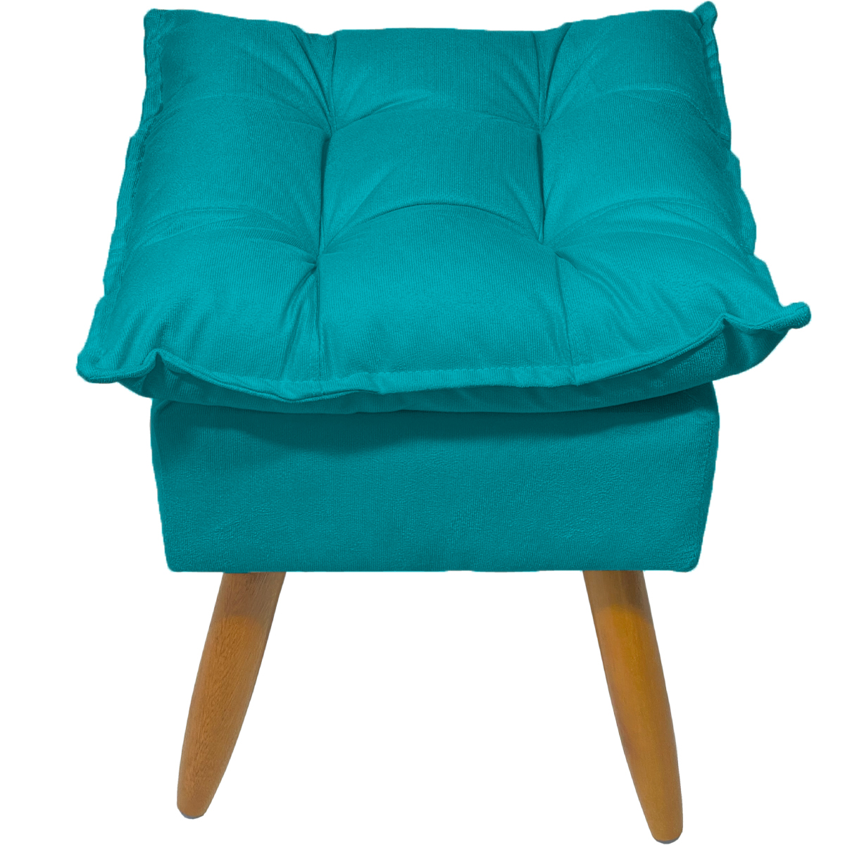 Puff Decorativo Para Sala Quarto Área Gourmet Alice Suede Azul Turquesa