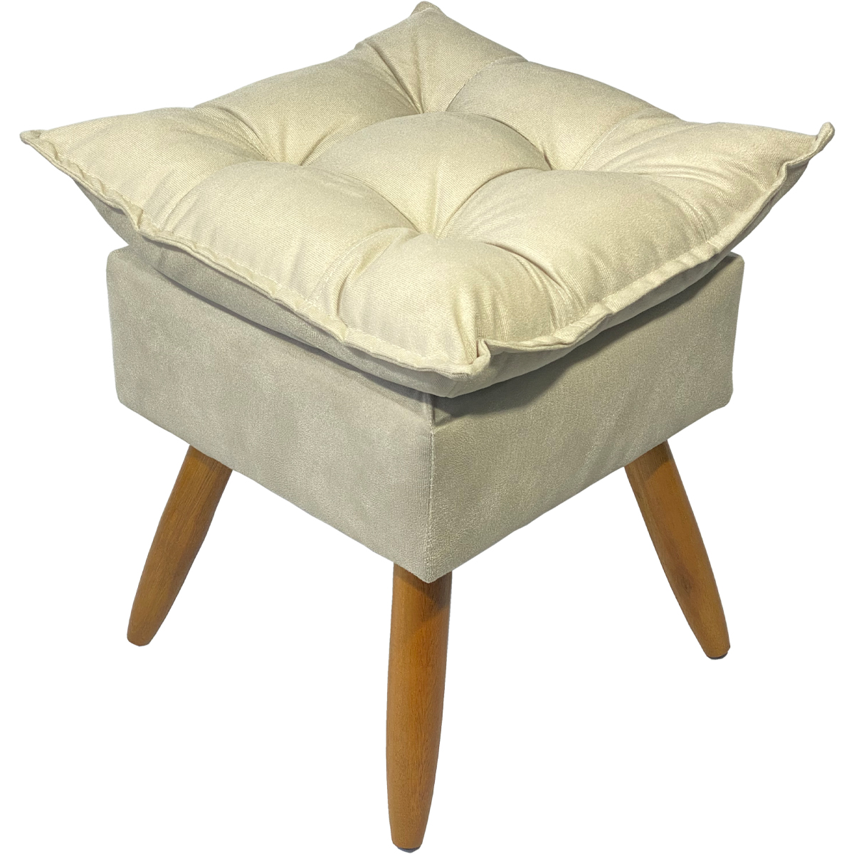 Puff Decorativo Para Sala Quarto Área Gourmet Alice Suede Bege