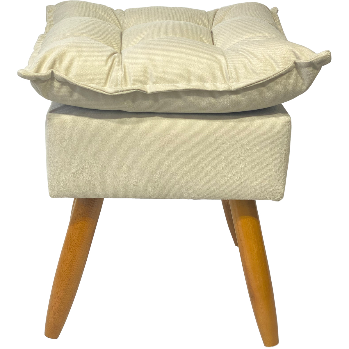Puff Decorativo Para Sala Quarto Área Gourmet Alice Suede Bege