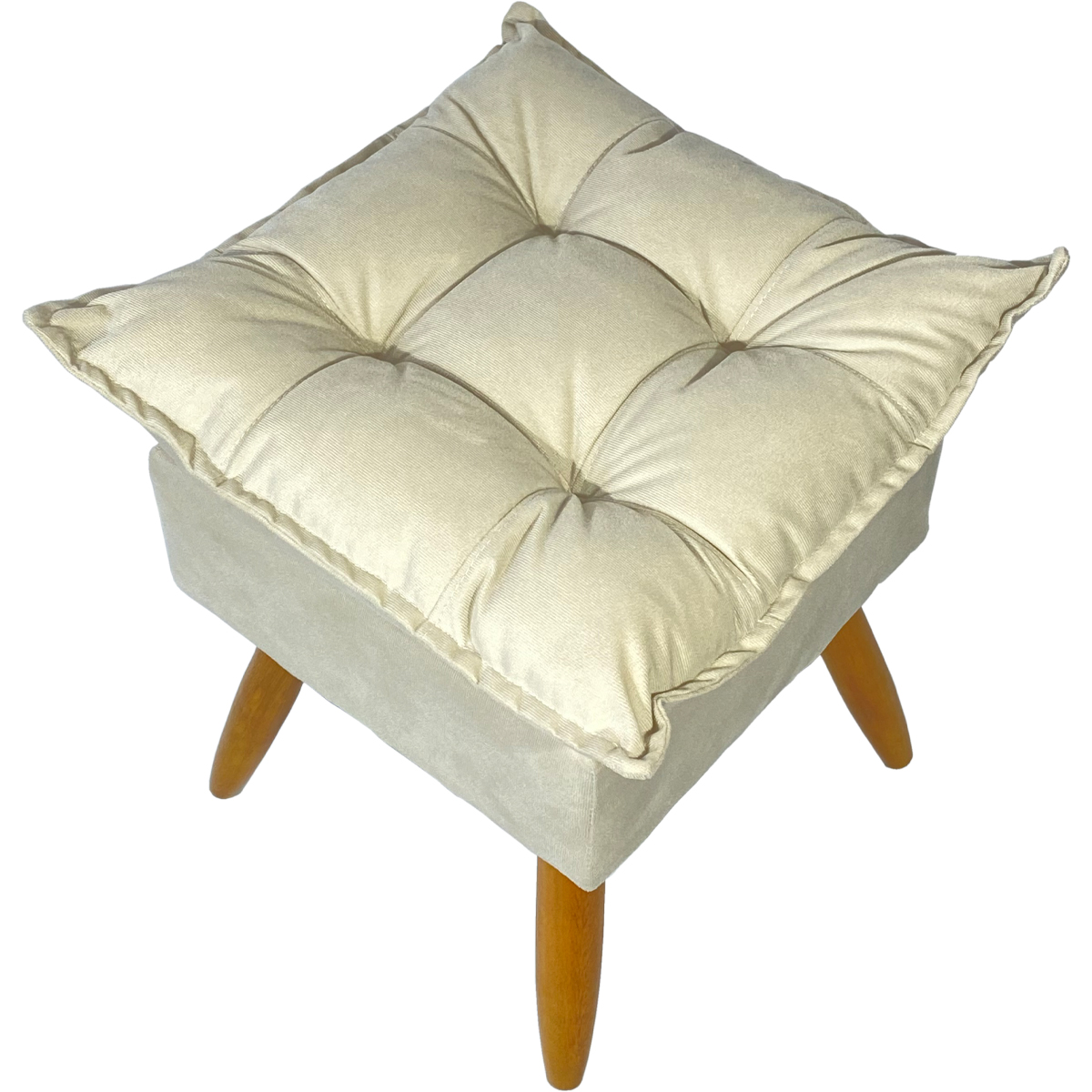 Puff Decorativo Para Sala Quarto Área Gourmet Alice Suede Bege