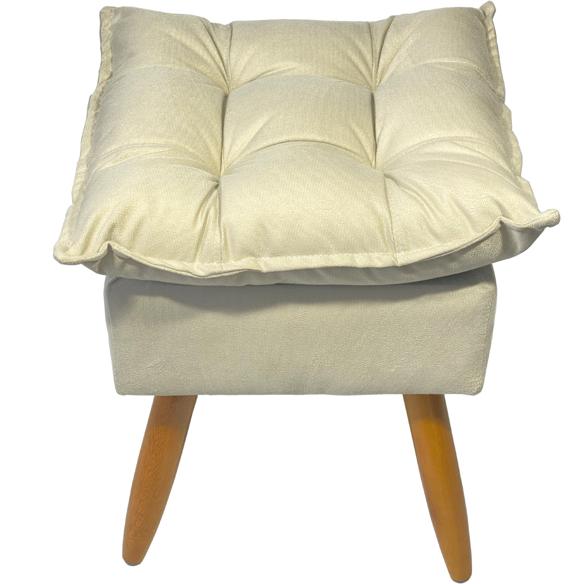 Puff Decorativo Para Sala Quarto Área Gourmet Alice Suede Bege