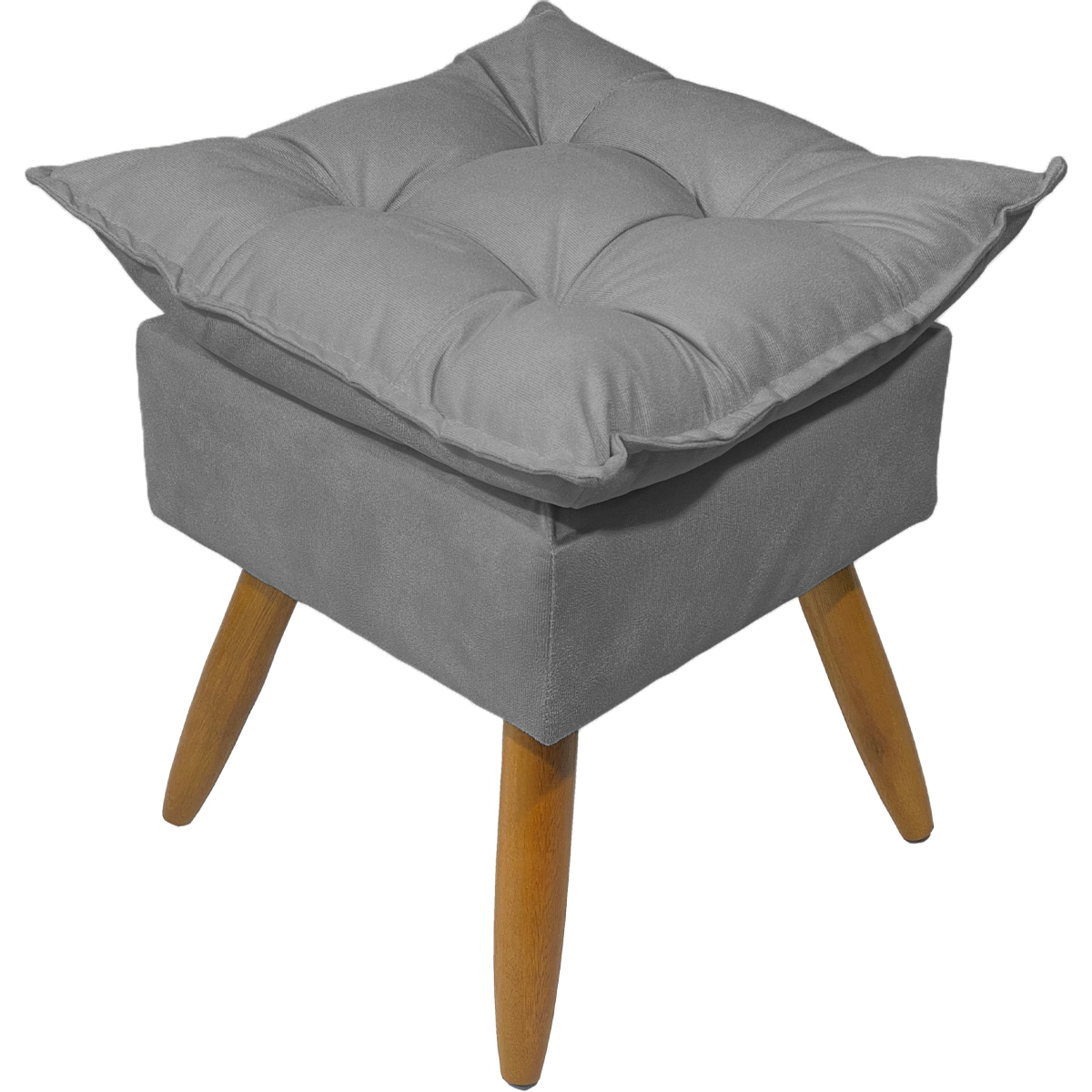 Puff Decorativo Para Sala Quarto Área Gourmet Alice Suede Cinza