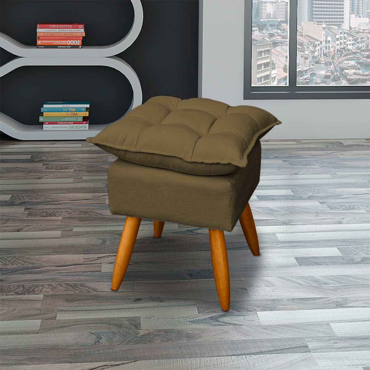 Puff Decorativo Para Sala Quarto Área Gourmet Alice Suede Marrom
