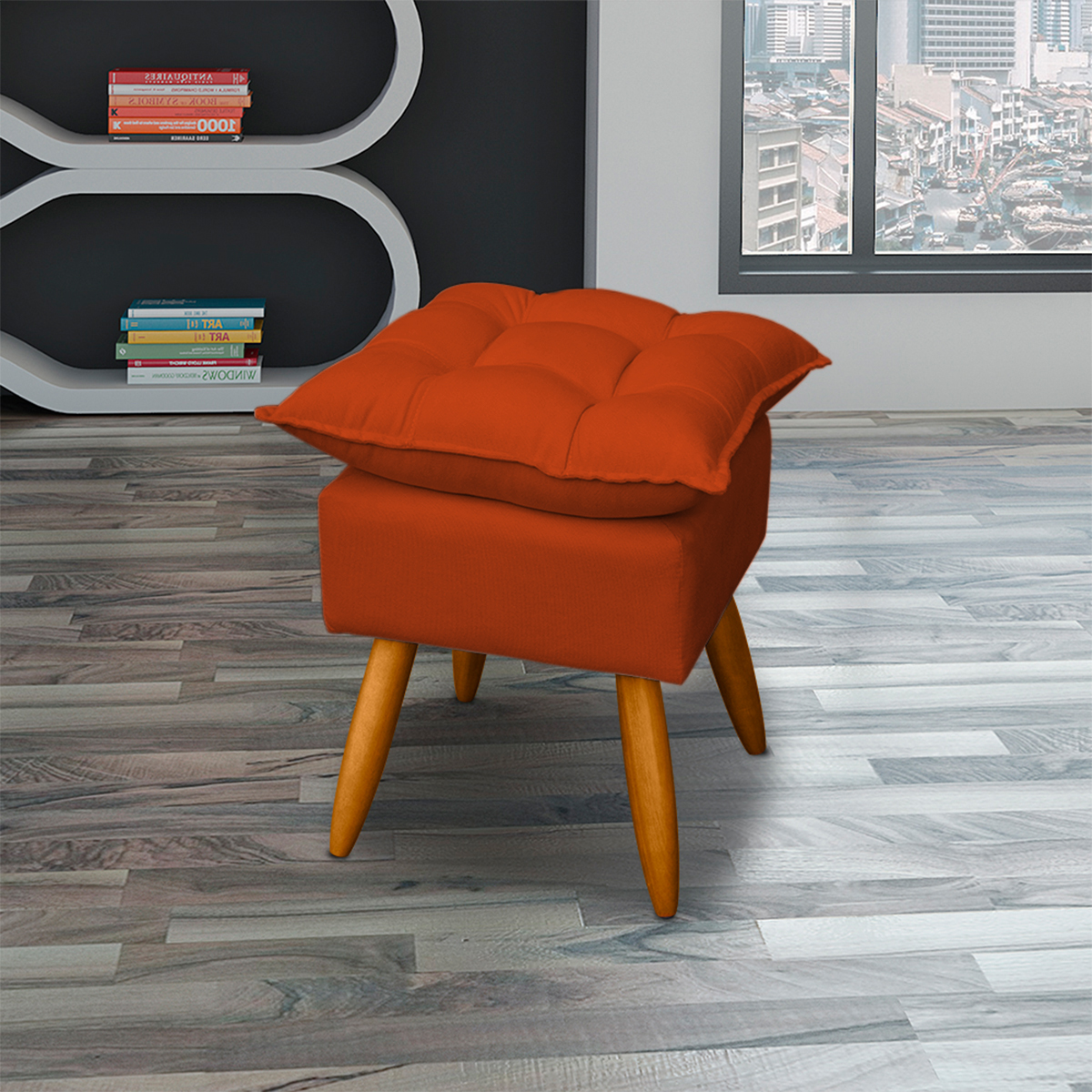 Puff Decorativo Para Sala Quarto Área Gourmet Alice Suede Terracota