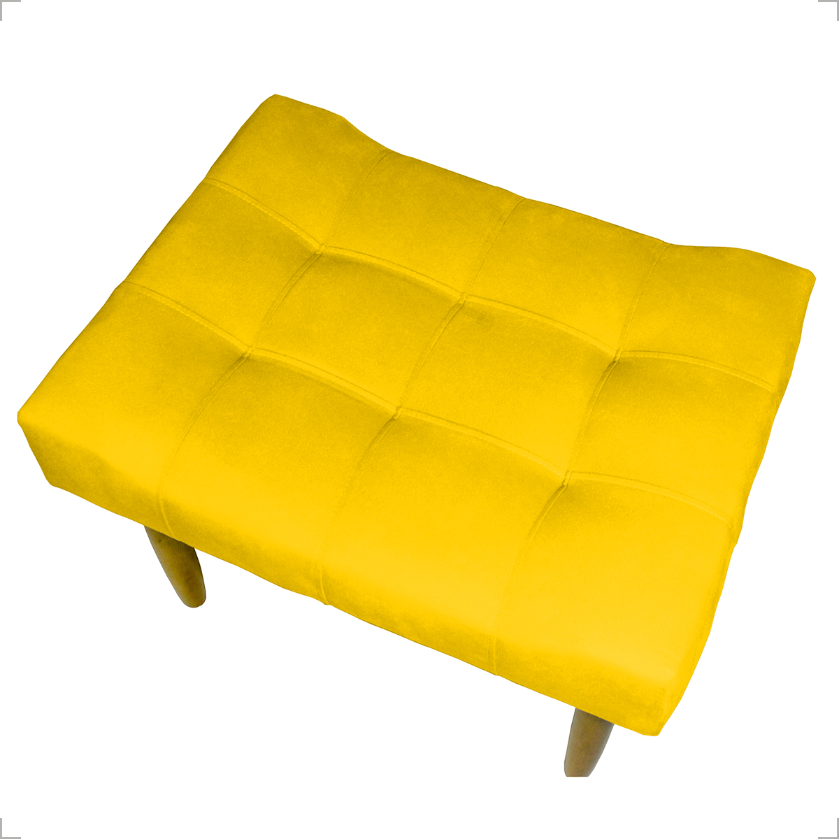Puff Decorativo Para Sala Recepção Quarto Penteadeira Requinte Suede Amarelo