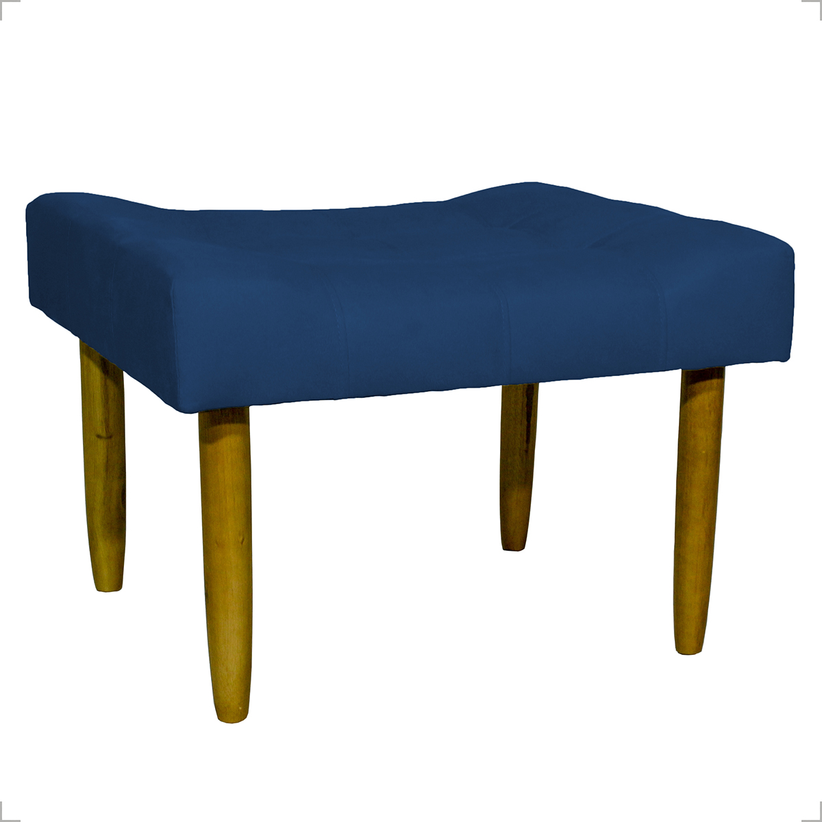 Puff Decorativo Para Sala Recepção Quarto Penteadeira Requinte Suede Azul Marinho