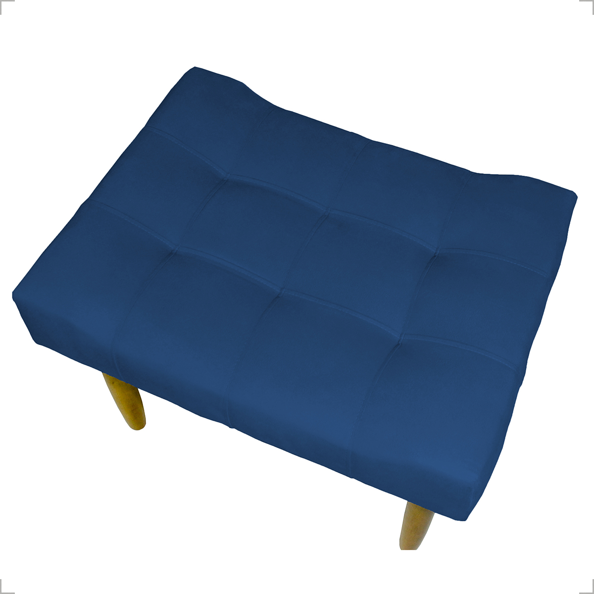 Puff Decorativo Para Sala Recepção Quarto Penteadeira Requinte Suede Azul Marinho