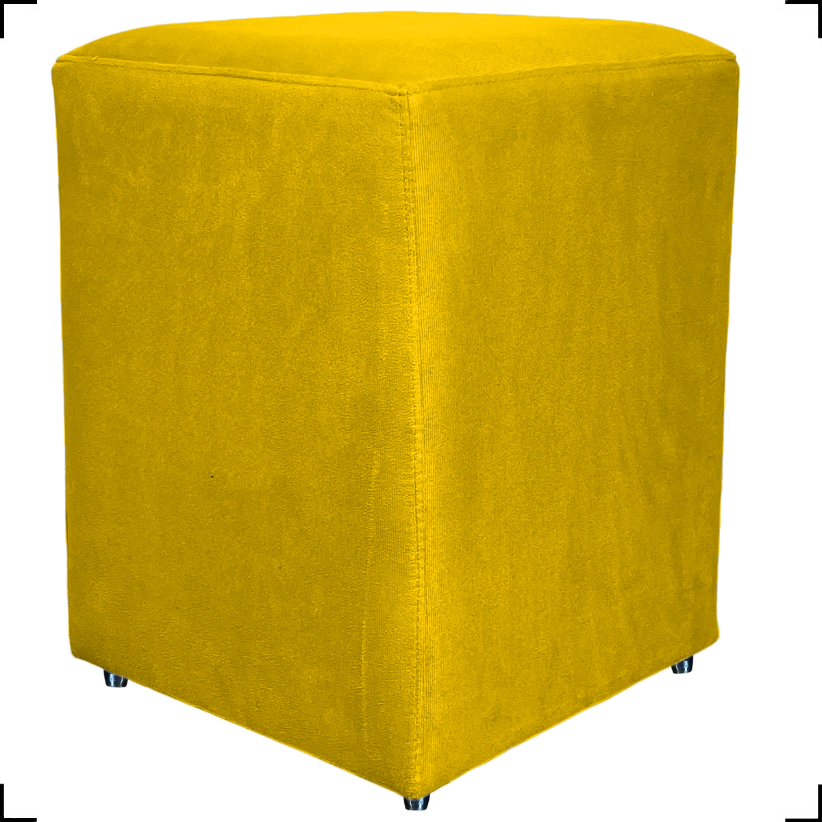 Puff Decorativo Para Sala, Recepção, Manicure Dado Suede Amarelo - Clique E Decore