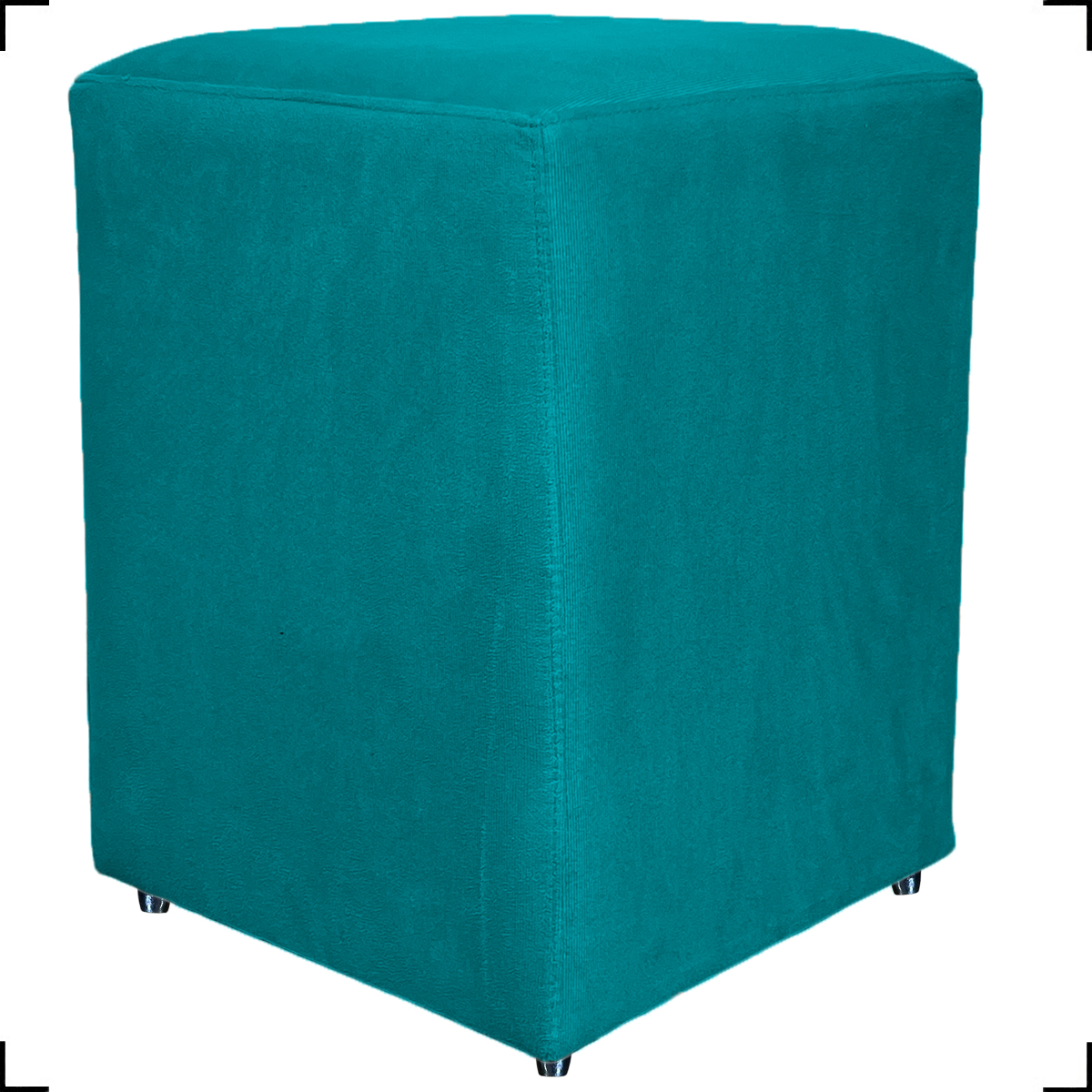 Puff Decorativo Para Sala, Recepção, Manicure Dado Suede Azul Turquesa - Clique E Decore