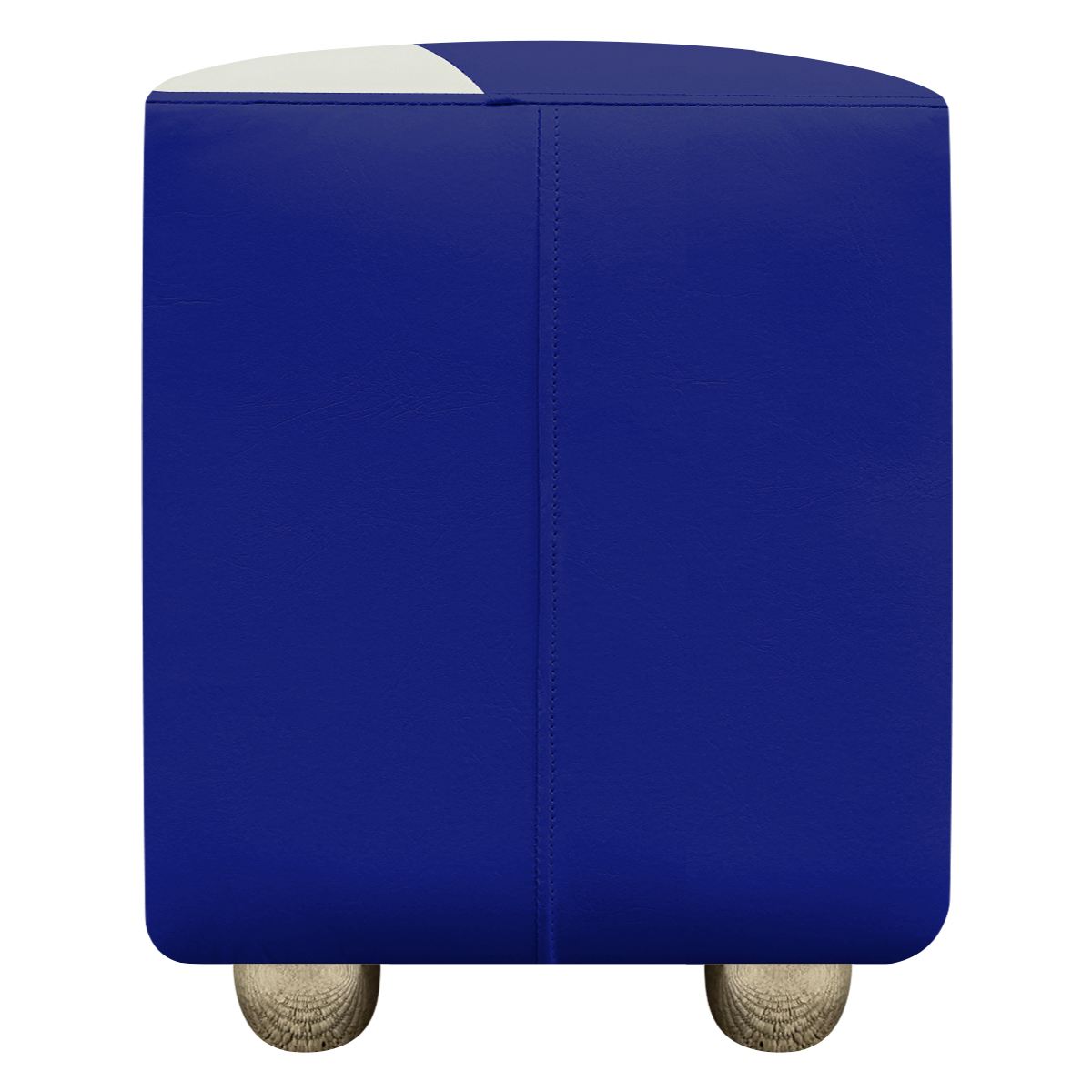 Puff Decorativo Quadrado Para Sala Penteadeira Urban Tecido Corino Azul Royal e Bege