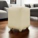 Puff Decorativo Quadrado Para Sala Penteadeira Urban Tecido Corino Bege