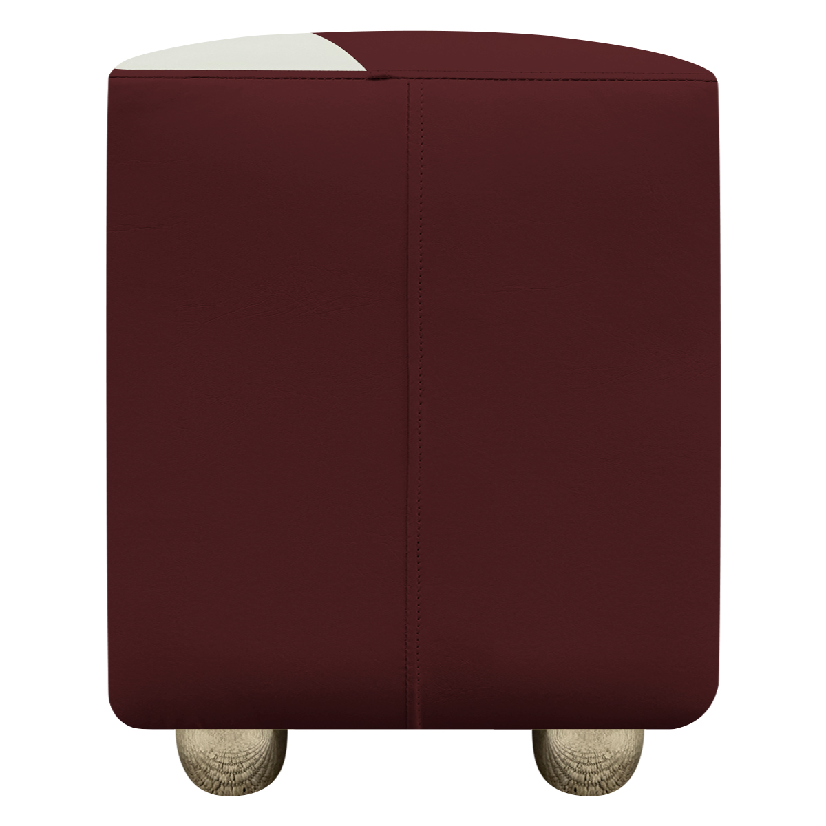 Puff Decorativo Quadrado Para Sala Penteadeira Urban Tecido Corino Bordô e Bege