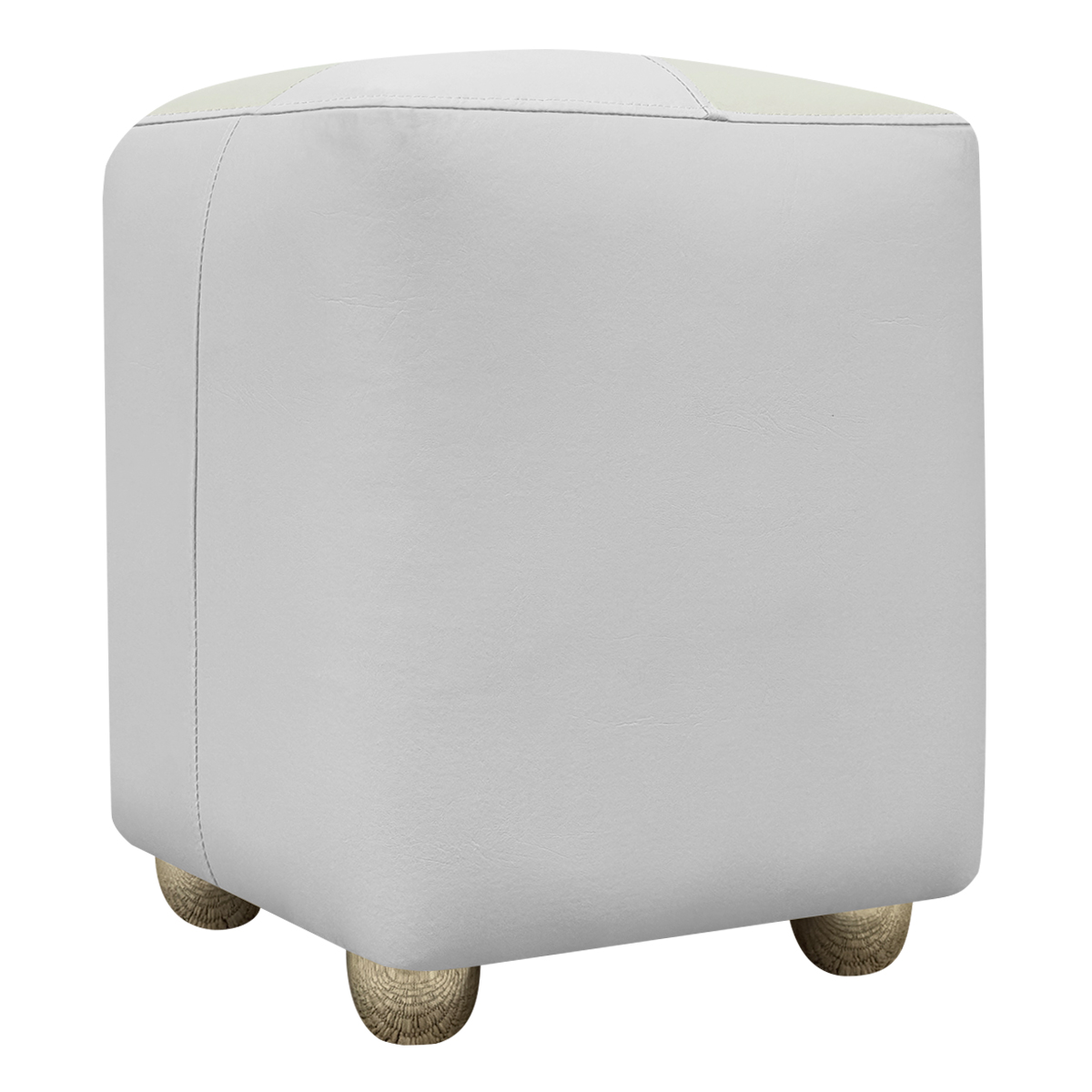 Puff Decorativo Quadrado Para Sala Penteadeira Urban Tecido Corino Branco e Bege