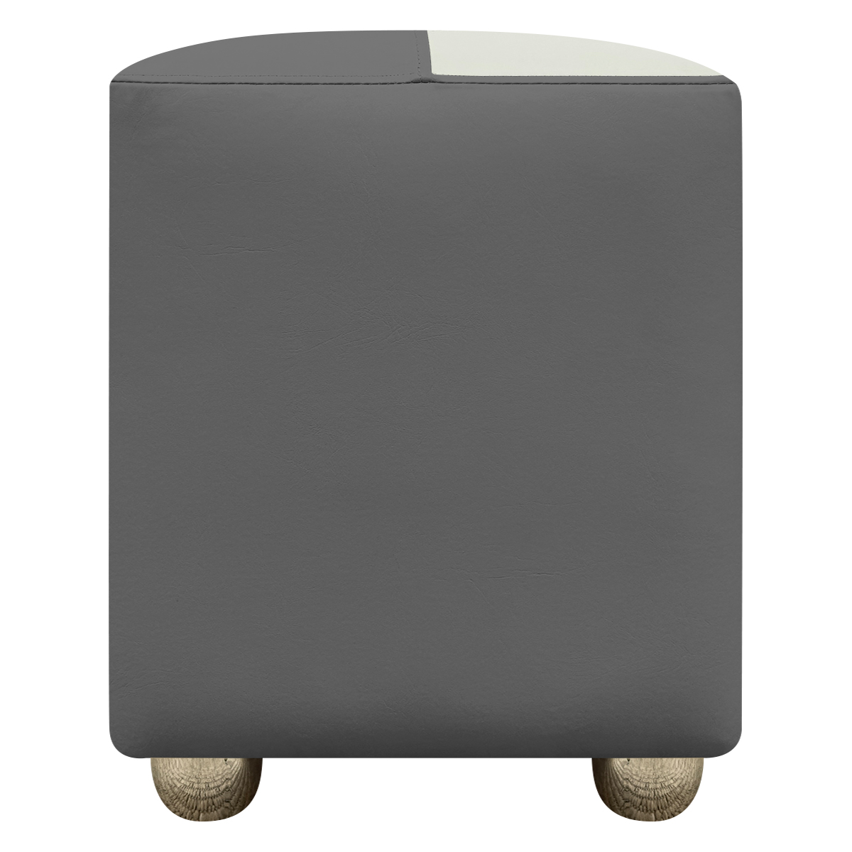 Puff Decorativo Quadrado Para Sala Penteadeira Urban Tecido Corino Cinza e Bege