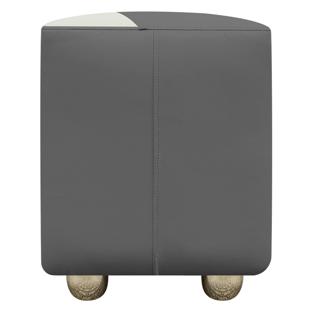 Puff Decorativo Quadrado Para Sala Penteadeira Urban Tecido Corino Cinza e Bege
