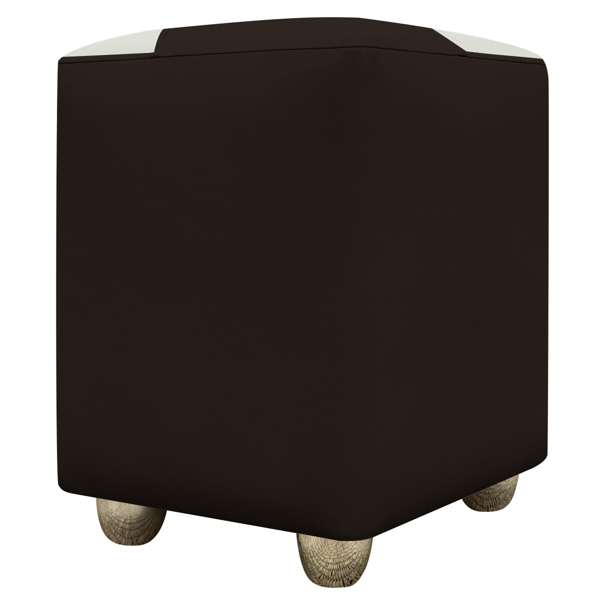 Puff Decorativo Quadrado Para Sala Penteadeira Urban Tecido Corino Marrom e Bege