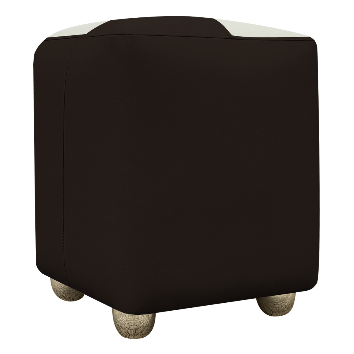 Puff Decorativo Quadrado Para Sala Penteadeira Urban Tecido Corino Marrom e Bege