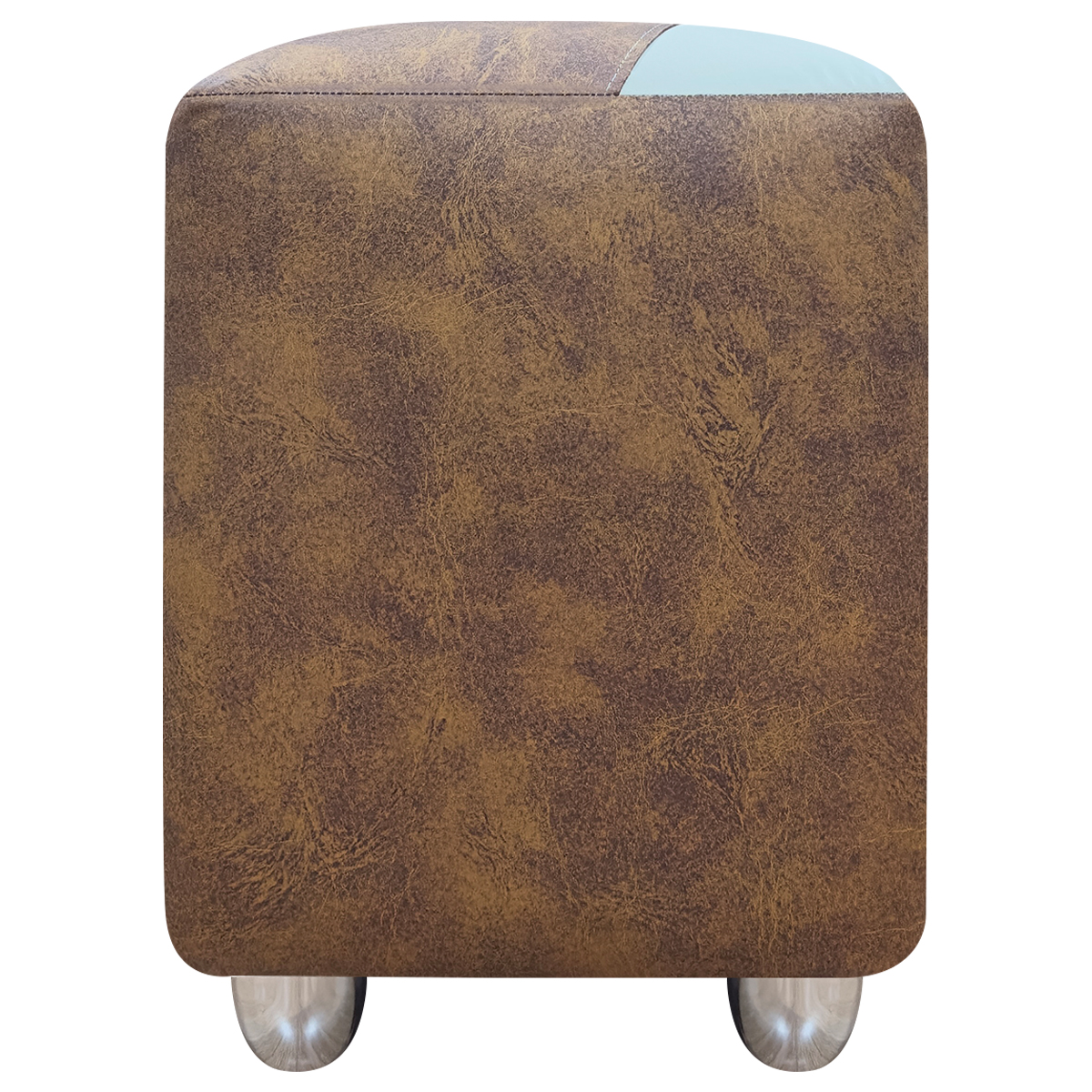 Puff Decorativo Quadrado Para Sala Penteadeira Urban Tecido Corino Peroba e Bege