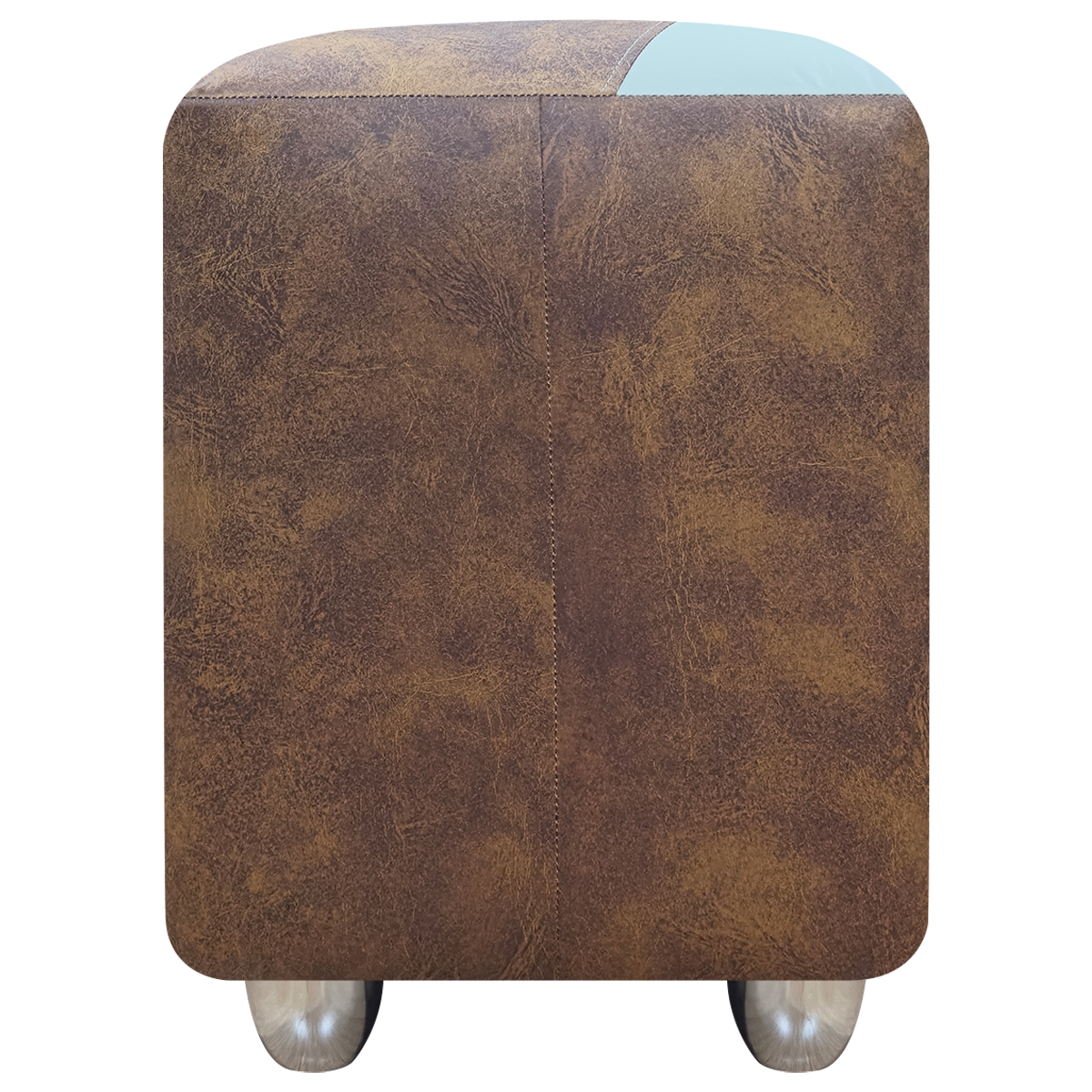 Puff Decorativo Quadrado Para Sala Penteadeira Urban Tecido Corino Peroba e Bege