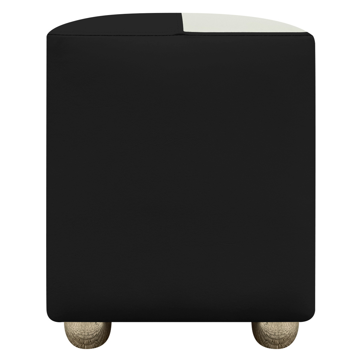 Puff Decorativo Quadrado Para Sala Penteadeira Urban Tecido Corino Preto e Bege