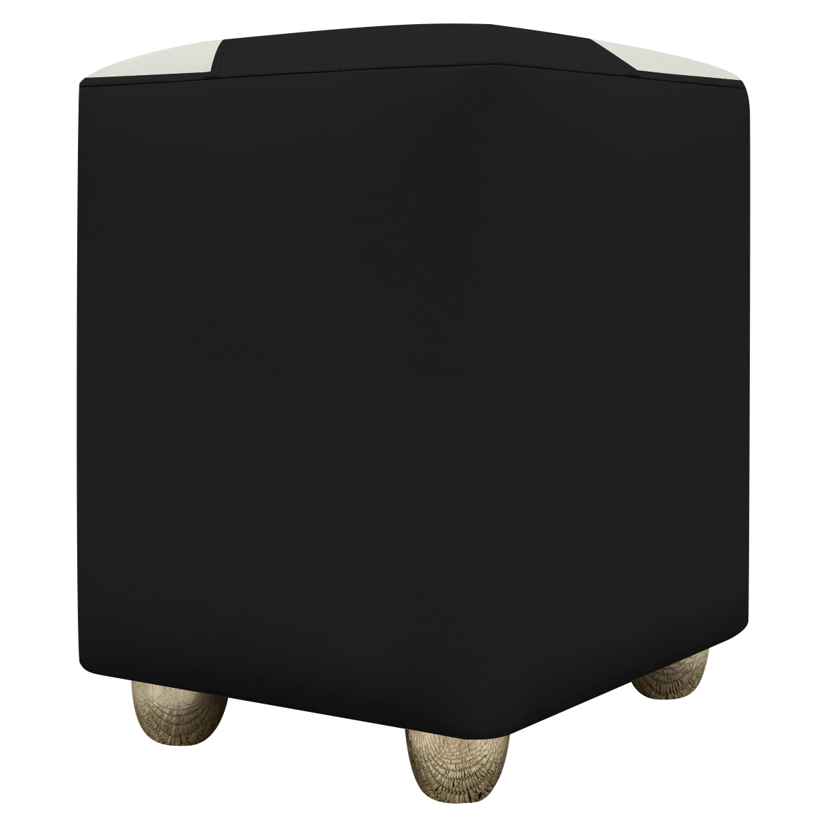 Puff Decorativo Quadrado Para Sala Penteadeira Urban Tecido Corino Preto e Bege