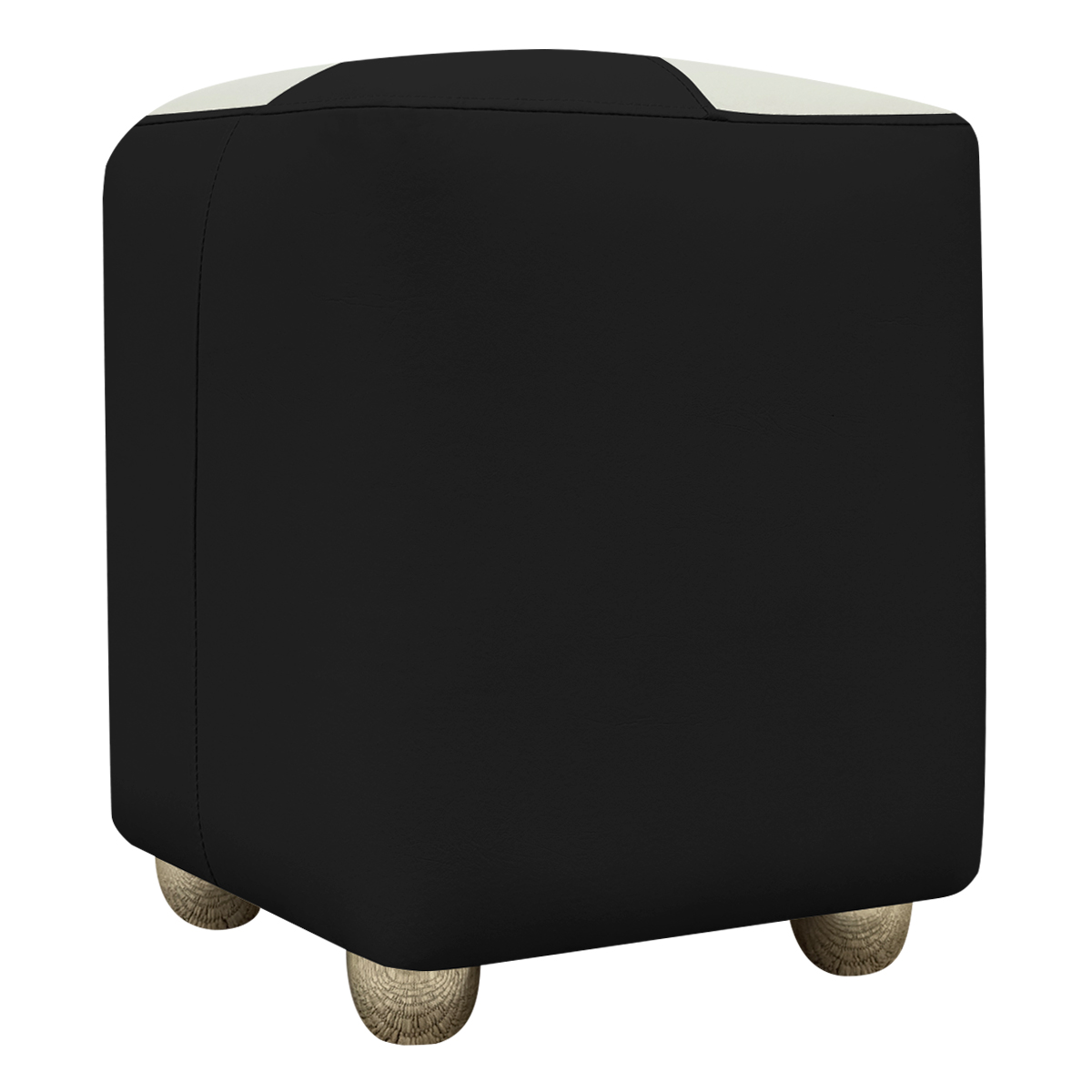 Puff Decorativo Quadrado Para Sala Penteadeira Urban Tecido Corino Preto e Bege