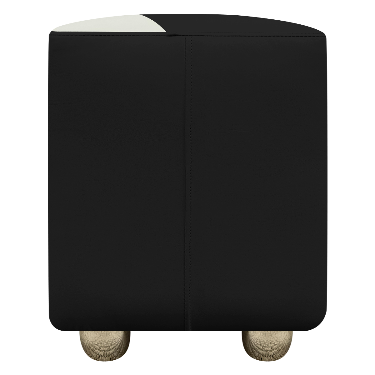 Puff Decorativo Quadrado Para Sala Penteadeira Urban Tecido Corino Preto e Bege
