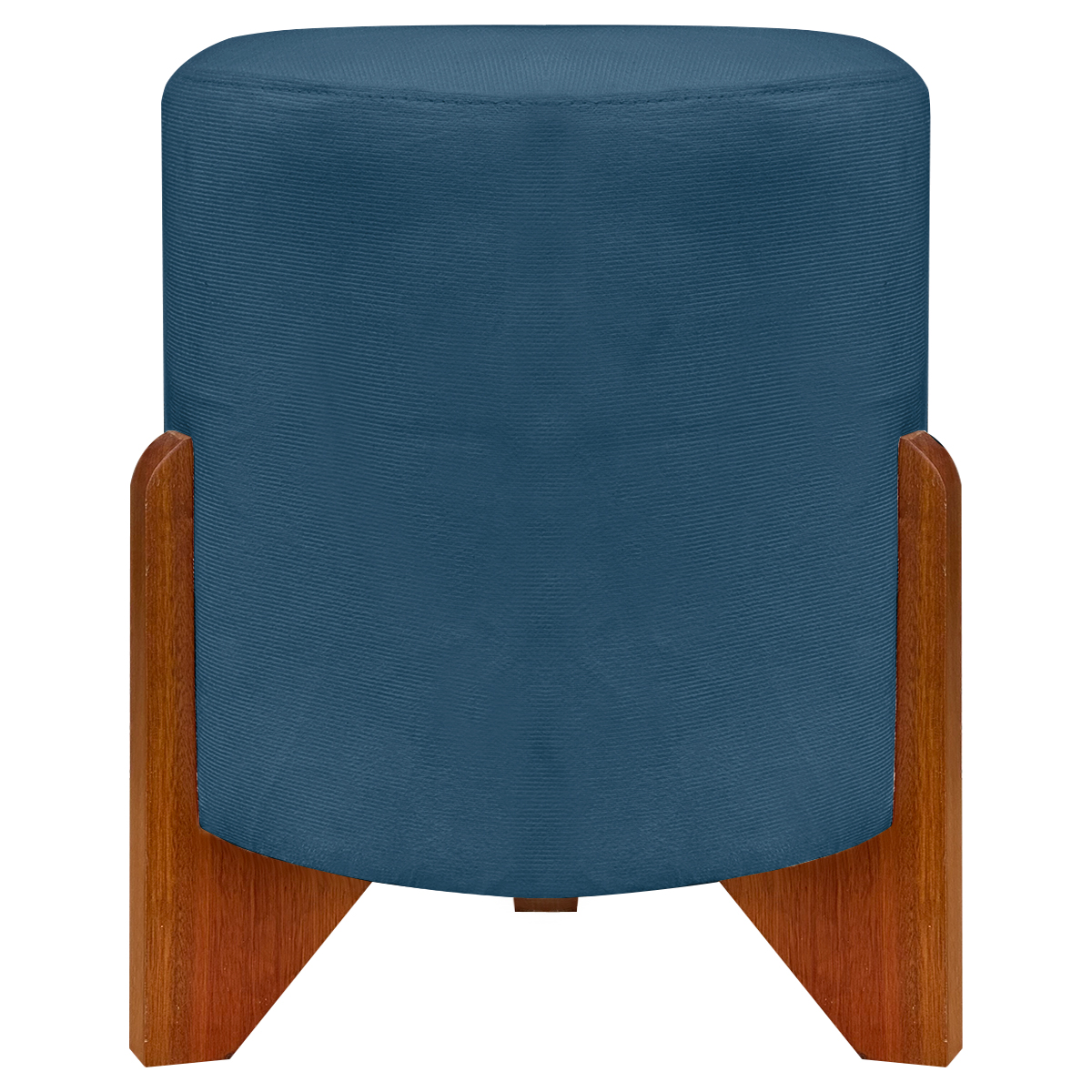 Puff Decorativo Redondo Confortável Para Sala Penteadeira Eloah Suede Azul Marinho