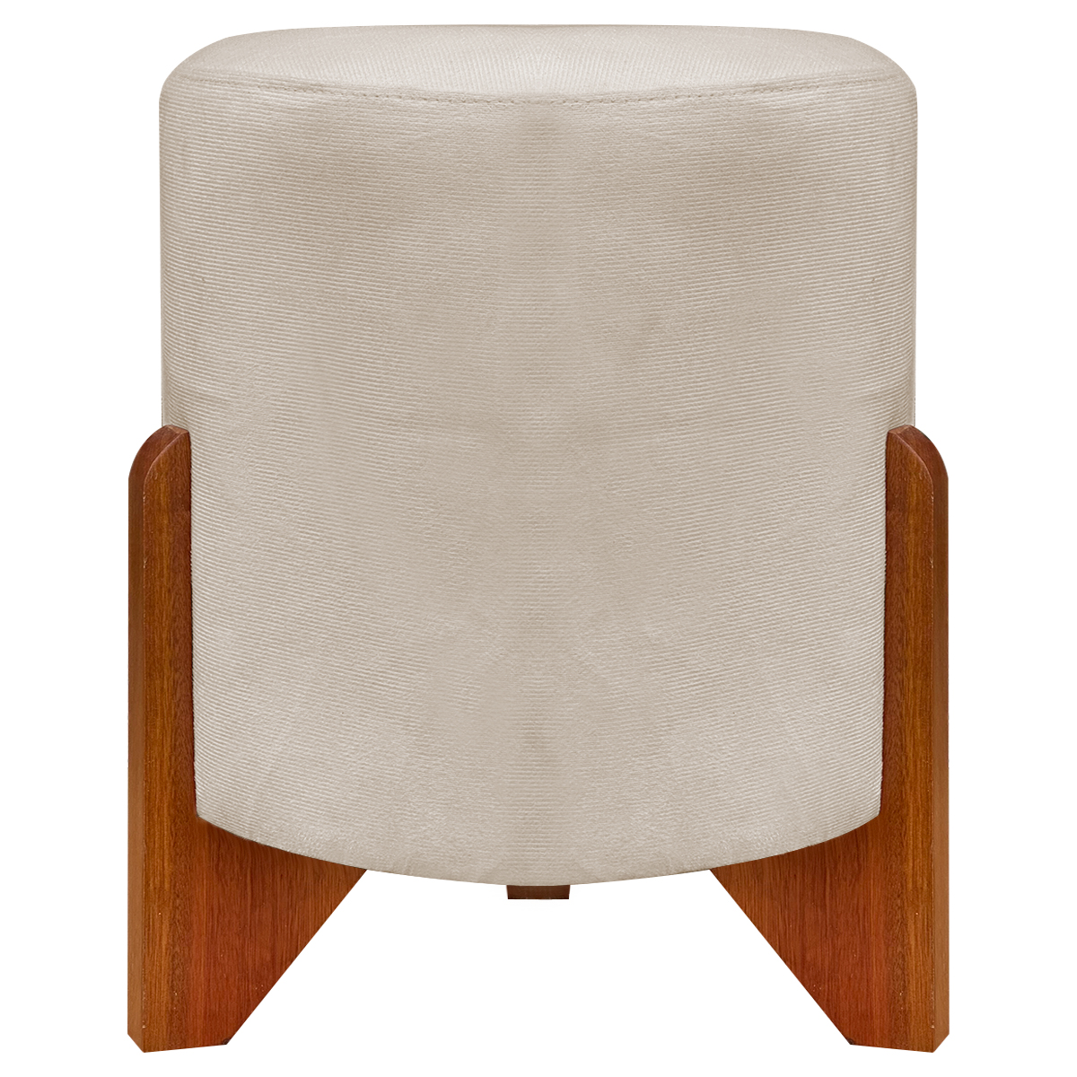 Puff Decorativo Redondo Confortável Para Sala Penteadeira Eloah Suede Bege