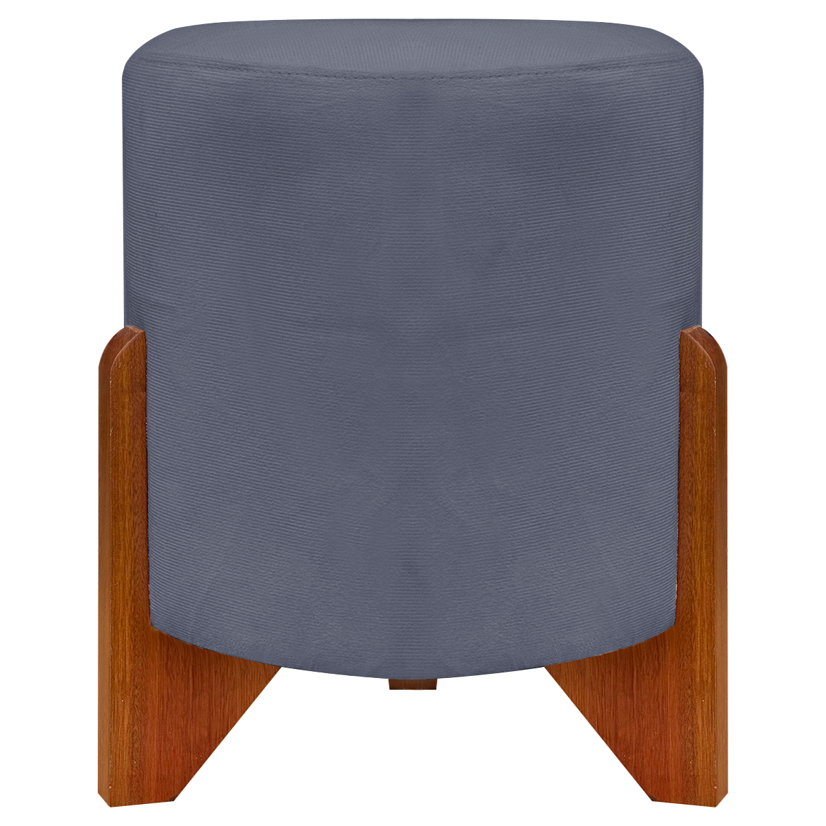 Puff Decorativo Redondo Confortável Para Sala Penteadeira Eloah Suede Cinza