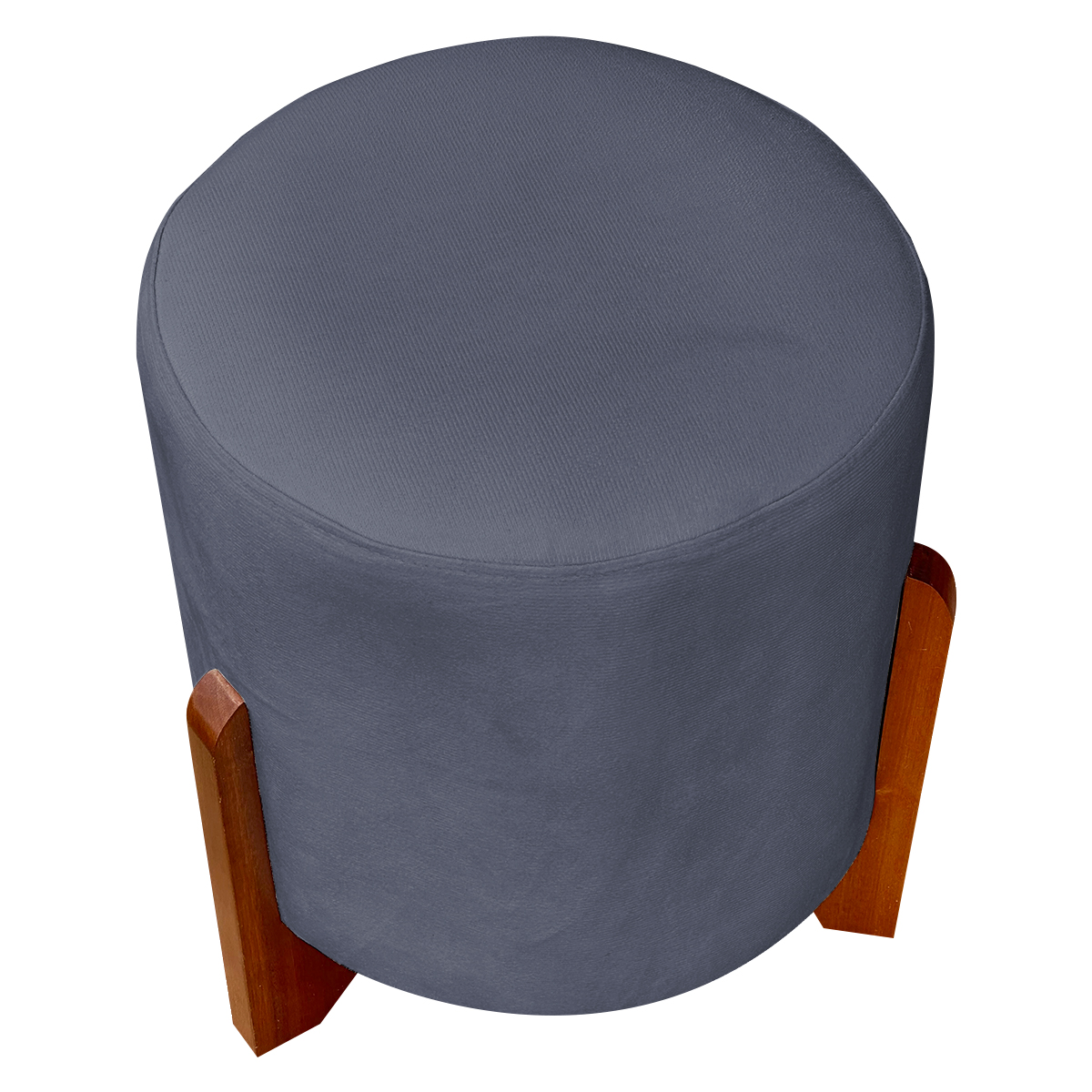 Puff Decorativo Redondo Confortável Para Sala Penteadeira Eloah Suede Cinza