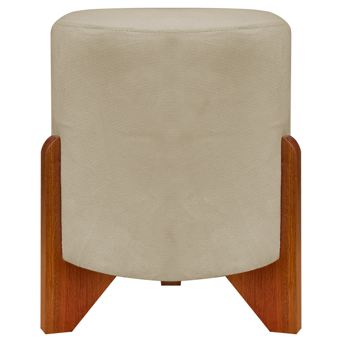 Puff Decorativo Redondo Confortável Para Sala Penteadeira Eloah Suede Nude