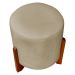 Puff Decorativo Redondo Confortável Para Sala Penteadeira Eloah Suede Nude